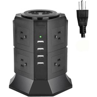 Vertical Power Strip Tower Surge Protector 8/12 Way US Electric Pluging Outlets Chargier 6.5ft Exten