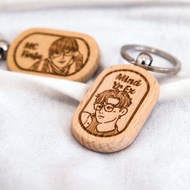 【客製化 似顏繪】櫸木 鎖匙扣 鑰匙圈