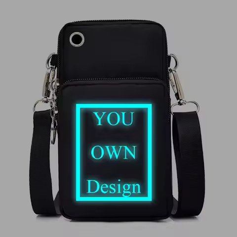 DIY Your Like Photo or Logo Women Men Customized Print Mobile Phone Bag Luminous Shoulder Bag Mini H