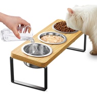 Mangkuk Kucing Bertinggi dengan 3 Mangkuk Keluli Tahan Karat |   10 °   Mangkuk Makanan Kucing Anti-