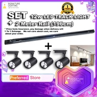 Track light [ Set ] Led With  2 Meter Rail Track + 4 Led Track Light 12w / 4 Biji Lampu Track Led + 