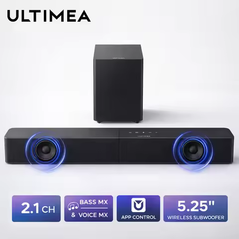 ULTIMEA Poseidon R3T 240W 2.1ch Soundbar with Wireless Subwoofer, BassMX & VoiceMX, App Control, Sou