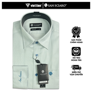 SAN SCIARO - Áo Sơ Mi Nam Tay Dài Màu Trắng - Vàng Caro Form Regular Lai Bầu Việt Tiến Cao Cấp