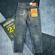 Fpym 14Oz สีฟ้าเฮฟวี่เวทสีแดง,Celana Jeans Denim สำหรับผู้ชายกางเกงฟอกสีหนักสีฟ้าตรงกางเกงขายาวลำลอง