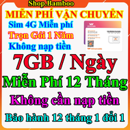 FREESHIP - Sim 4G Vietnamobile Trọn Gói 1 Năm - 7GB/ngày - Tốc Độ Cao với Giá Siêu Rẻ - Sim 4G Miễn