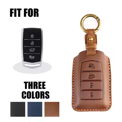 Leather Car Key Cover Case for Hyundai Genesis G70 G80 G90 Genuine Leather
