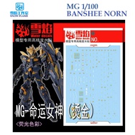 [SNOW FLAME]  MG151  MG 1/100  BANSHEE NORN GUNDAM WATER SLIDE DECAL [BRONZE GOLD]