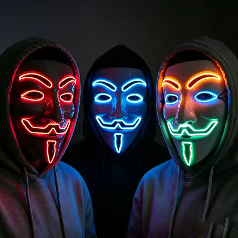 Halloween Led Light Up Mask Scary luminous V for Vendetta Mask glowing haunted house Masks ​Hallowee
