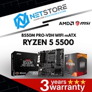 PWP MSI B550M PRO-VDH WIFI mATX MOTHERBOARD & AMD Ryzen 5 5500 PROCESSOR