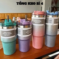 890ML emulsion painted thermos bottle, sparkling glitter pattern, Stainless steel emulsion bottle - 