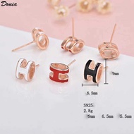 Donia jewelry hot Fashion letter enamel Sier European American creative men's and women's Earrings C