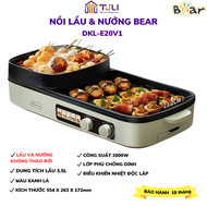 Nồi lẩu nướng điện 3.5L đa năng Bear DKL-E20V1 2000W Khay dầu tháo rời đa năng tiện lợi chiên hầm BH