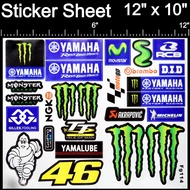 Reflective Yamaha Monster - 26pc 12"x10" Sticker Sheet - Motocross Dirt Bike