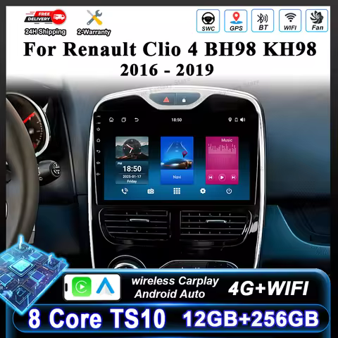 Android 16 Carplay Radio Stereo For Renault Clio 4 BH98 KH98 2016 -2019 Auto Multimidia Video Player