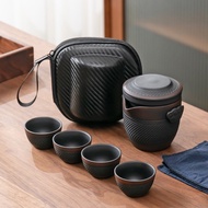Purple Pottery Jumping Knife Travel Tea Set Outdoor Portable Quick Cup Clutch Pot One Pot Four Cups 