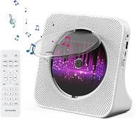 Qoosea CD Player Bluetooth Desktop CD Player with Speakers Portable CD Players for Home Kpop CD Player Bluetooth Receiver and Transmitter with LED Screen AUX Port FM Radio USB Port IR Remote Control
