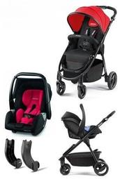 Recaro Citylife + Privia Evo 嬰兒提籃與汽車底座+運動型推車 大全套 (黑紅配色)