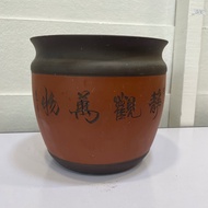 H2O - [Large Bonsai Pot] 24cm x 22cmH Classic Orange Shan Shui Bonsai Pot 【大号盆栽花盆】经典橙山水盆栽花盆