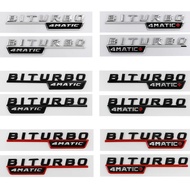 2pcs Car Letters Fender Trim Badge BITURBO 4MATIC Plus Emblem Sticker For Mercedes AMG C43 E43 GLE43