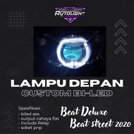 lampu depan motor cystom biled d2 laser honda beat deluxe 2020-2023