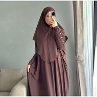EXCLUSIVE AYUUSET Women's Batwing Abaya Set + Hijab, One Set Model, Large Jumbo Size, Premium Jersey