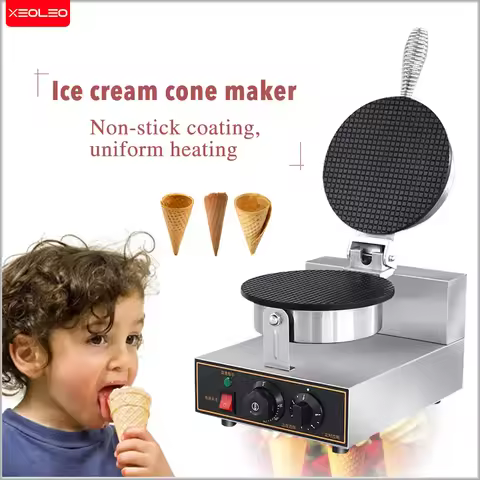 XEOLEO Crispy Crust Ice Cream Cone Machine 1250W Waffle Crispy Crust Machine Crispy Egg Roll Cone Ma