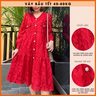 Maternity dress CNY Bigsize OanhLTK Red lace fishtail maternity dress with stone buttons, long sleev