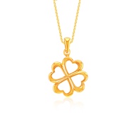 SK Jewellery 916 Clover Outline Gold Pendant