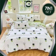 Premium Cadar Kartun Queen King (7IN1) Set With Comforter 2000 Thread Count Bedsheet High Quality