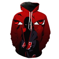 Autumn Winter Men s Fashion 3D Red Hoodies Anime Naruto Itachi Printing Pocket Hooded Pullovers Long