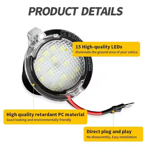 2Pcs LED Under Side Mirror Puddle Light white 6000k Canbus for Ford Edge Fusion Flex Explorer Mondeo