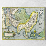 Painting Historical Asia Map With Geographical Details And Classical Style map51 Canvas Print