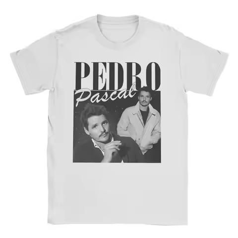 Men Women's Pedro Pascal T Shirt Funny Actor Vintage 90s Pure Cotton Tops Fashion Short Sleeve Crewn