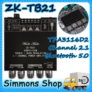 Stok Dikirim Dari Jakarta ZK-TB21 TPA3116D2 Bluetooth 5.0 Amplifier Board 50Wx2+100W Bluetooth Amplifier Class D 2.1CH Subwoofer Amplifier Board