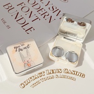 Cartoon Square Contact Lens Storage Casing With Mirror and Tools Lens Travel Case Eye Care Kit Set P