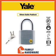 YALE Y120/50/127/1 Y120-50-127-1 Silver Series Brass / Satin Padlock (Baron Shackle) 50mm FAMILY HARDWARE