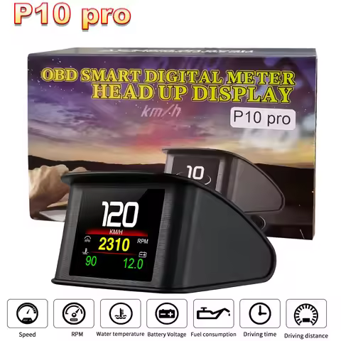 P10 Pro Head Up Display On-board Computer Car Digital OBD2 Mileage OBD Driving Computer Display Spee