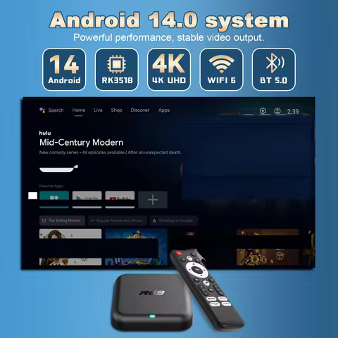 R69 RK3518 Android 14 Voice Remote TV Box 8G 16G 32G ROM 2G RAM 100M Ethernet Smart Media Player Ful