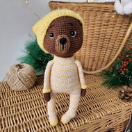 Plush Teddy bear stuffed toy. Sweet yellow baby shower newborn gift