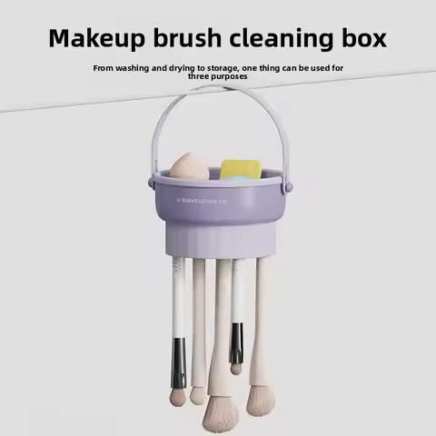 Makeup Brush Cleaner with Drying Rack Silicone Sponge Holder Stand for Beauty Blender Puff and Brush