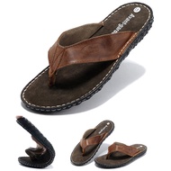 2.18Summer Cowhide Flip-flops Men Leather Slippers Mens Beach Shoes Breathable Leisure Sandals Fashi