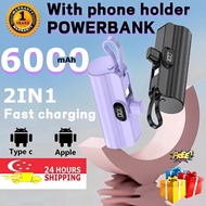 COD mini powerbank fast charging 6000mAh Type C cable power bank With phone holder Portable charger
