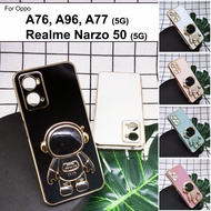 Oppo A76 A96 Oppo A77 5G Narzo 50 5G Cute Spaceman Mobile Phone TPU Stand I Ring Holder Housing Cove
