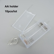 10pcs/lot  1.5v 2 port X AA AA Battery Holder Box Case with Switch 2 Slot 3V for DIY wire lead  MY26