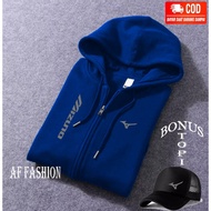 Free Hat... Mizuno Upright Logo Zipper Jacket Silver Text Emblem / Distro Jacket / Distro Sweater / 