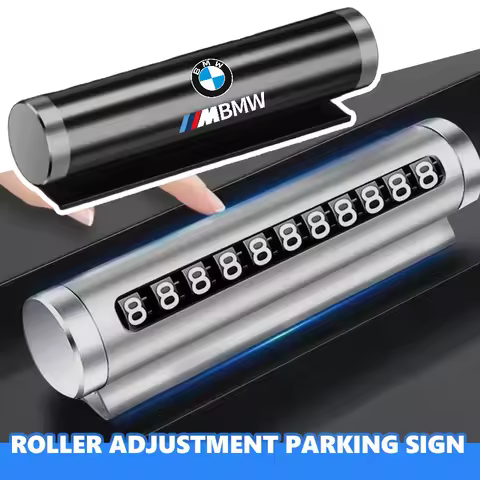 Metal Car Temporary Parking Card Rotate Phone Number Plate Sticker For BMW M 1 3 4 5 6 7 Series M3 M