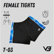 Seluar Pendek Tights Female Black Blue 03 Sports V3 Sports black Tights Fast Dry Comfortable
