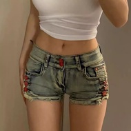 y2k y2k Women's Clothing y2k Pants American Shorts Denim Skinny Jeans Super y2k Wear Low-Waist yk1