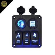3 Gang Panel Switch Waterproof RV Car Marine Boat Circuit Breaker LED Rocker Switch Panel For 4x4