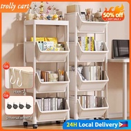 【Clearance】4 Layer Moving Rack 5 Layer Moving Rack  Kitchen Storage Shelf Tray Storage Rack Book Organizer Plastic with cover with Wheels 2/3/4/5 Layers Trolley Cart  Organizer